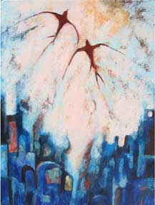 Stephanie Lee Jackson, Blue City, 2005, oil and wax on canvas, 36x48 inches