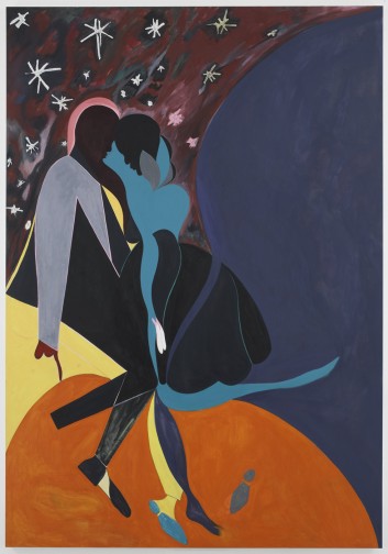 Chris Ofili, Christmas Eve (footsteps), 2007, oil on linen, 110 5/8 x 76 3/4 inches