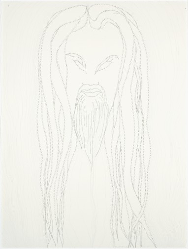Chris Ofili, Belmont Guru, 2006, graphite on paper, 29.92 x 22.56 inches