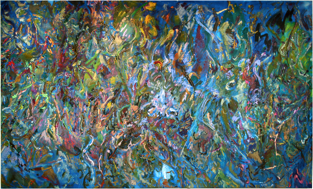 Larry Poons, Calling You, 2009, acrylic on canvas, 67.25x114 inches