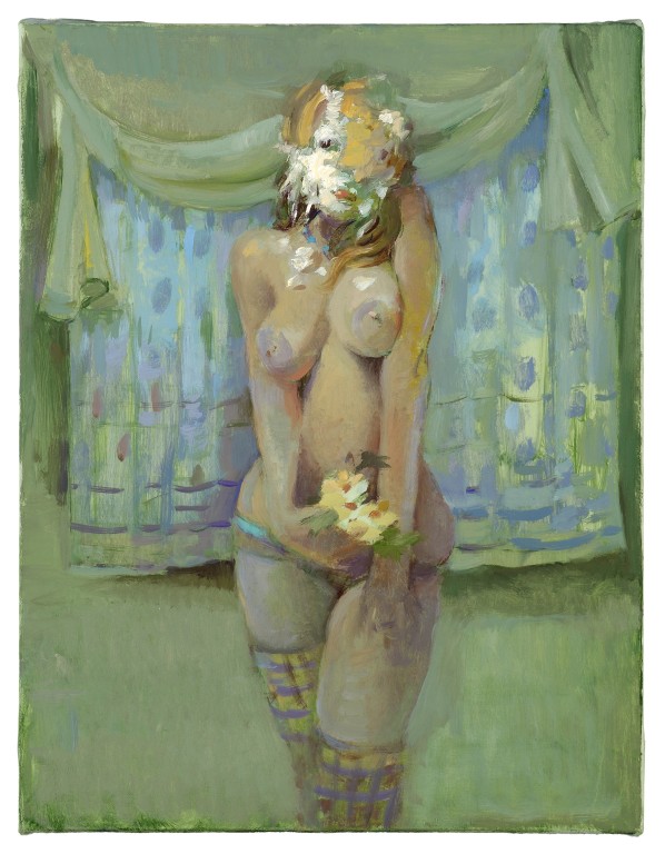 Lisa Yuskavage, Pied, 2008, oil on canvas, 11.75x9 inches