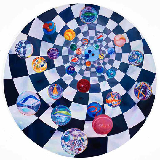 Lisa Dinhofer, Kaleidoscope, 2009, oil on wood panel, 48 inches diameter