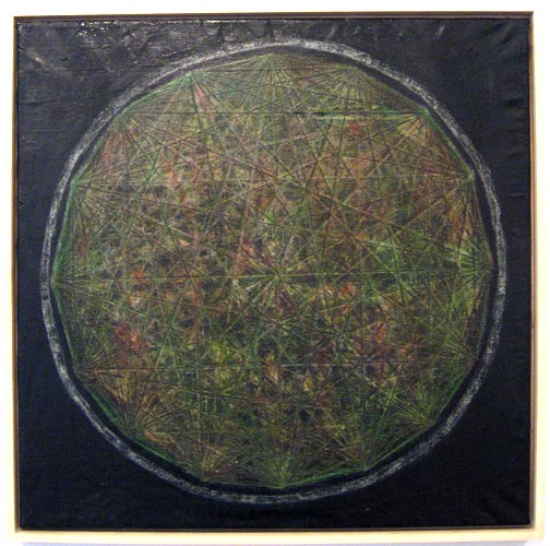 Mark Dagley, Distressed Orb, 2009, oil on linen, 30x30 inches