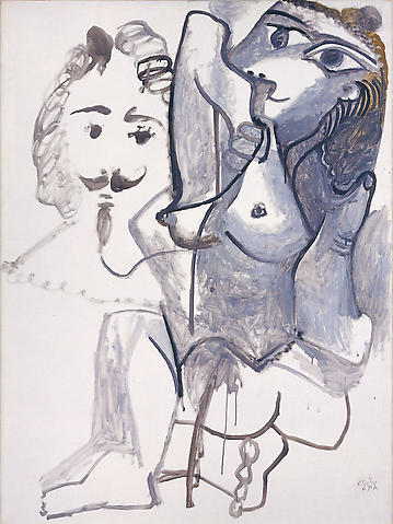 Pablo Picasso, Femme Nue avec Tête d'Homme, 1967, oil on canvas, 51x38 inches