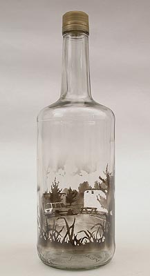 Jim Dingilian, The Pines, 2009, smoke in empty glass bottle, 11.5x4 inches