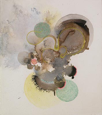 Julie Evans, Umbilcumdom, 2008, acrylic and gouache on paper, 11.5x10 inches