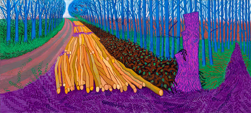 David Hockney, Winter Timber, oil on 15 canvases, 108x240 inches