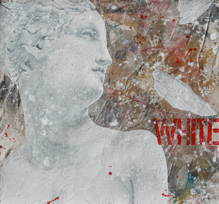 Michela Martello, White, 2009, mixed media on canvas, 27x29 inches