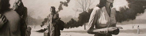 Eric White, Massacre of the Innocents, 2010, oil on canvas, 4x16 feet